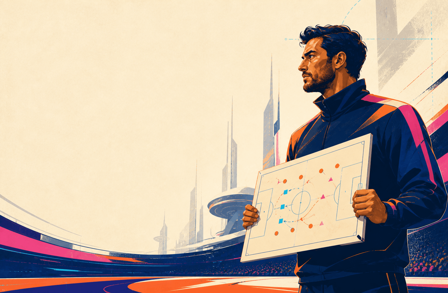 Illustrated football tactics room